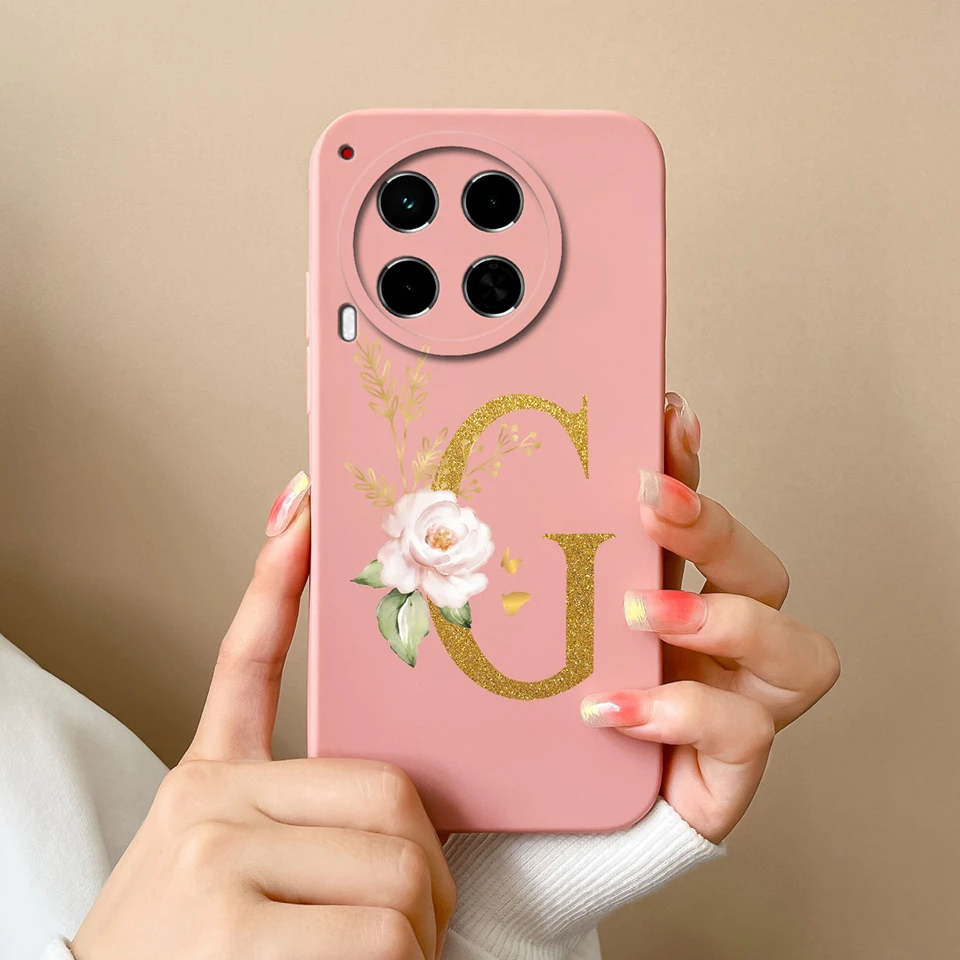 Case For Tecno Camon 30 30 Premier Beautiful Flower Letter Couple Liquid Shockproof Anti-fall Cover For tecno camon 30 Funda image 6
