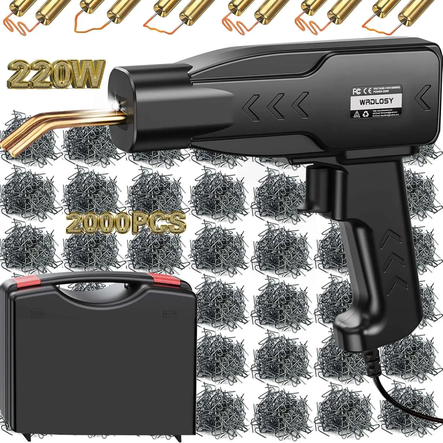 

Набор для сварки пластика 220 Вт с 2000 скобами, в специальном кейсе, сверхмощный, быстрый, точный, портативный инструмент для ремонта бамперов