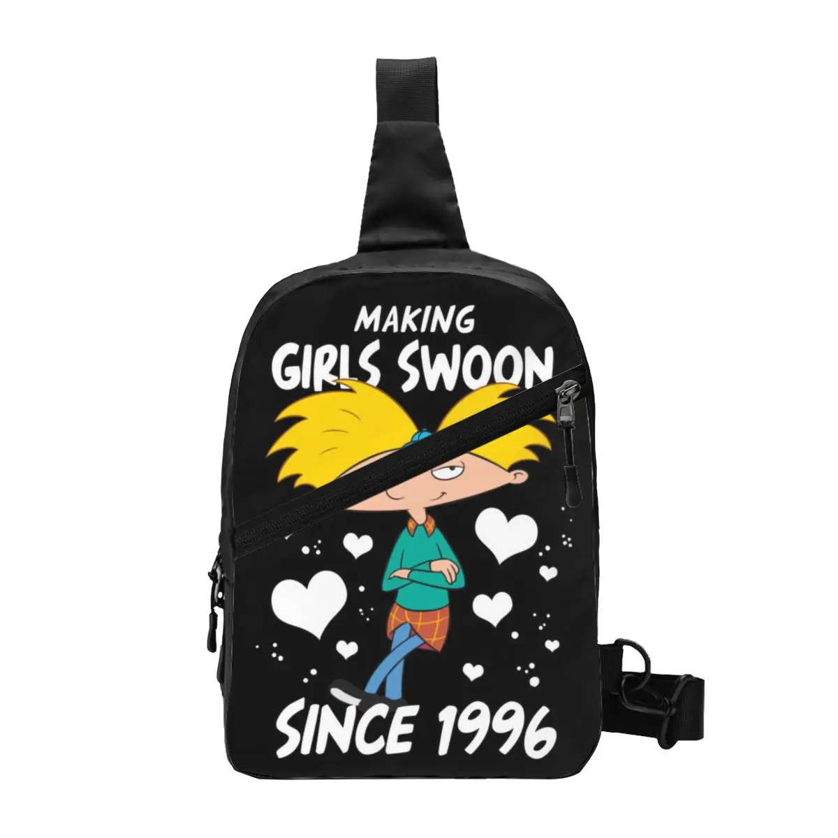 Custom Cool Hey Arnold Animated Anime Helga Pataki Sling Bags Cycling Camping Men's Crossbody Chest Backpack Shoulder Daypack