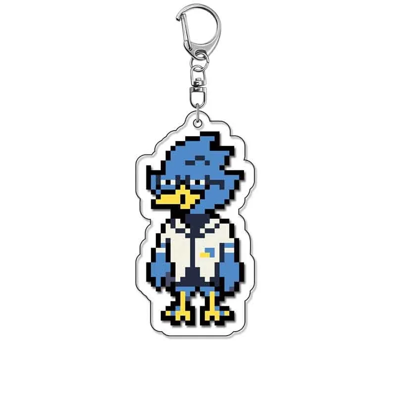 سلسلة مفاتيح من الأكريليك من Anime Deltarune، شماعة حقيبة على شكل بكسل لطيف مع شخصية كرتونية كلعبة تذكارية للهدايا