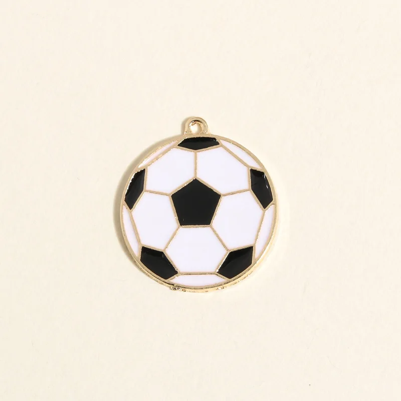 5 pz Colore Oro 28x25mm Divertente Smalto Calcio Calcio Pendenti E Ciondoli Sport Ciondolo Misura Collane FAI DA TE Gioielli Fatti A Mano Trovare