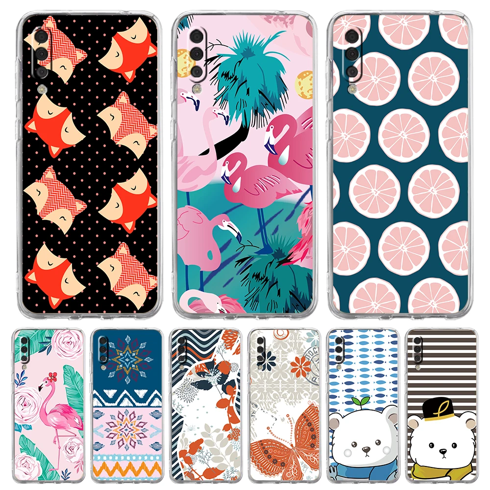 Phone Case For Samsung A56 A36 A26 A54 A52 A50 A70 A40 A20S A12 A14 A16 A22 A24 A42 A34 A32 5G A06 Cover Flower Bear Art