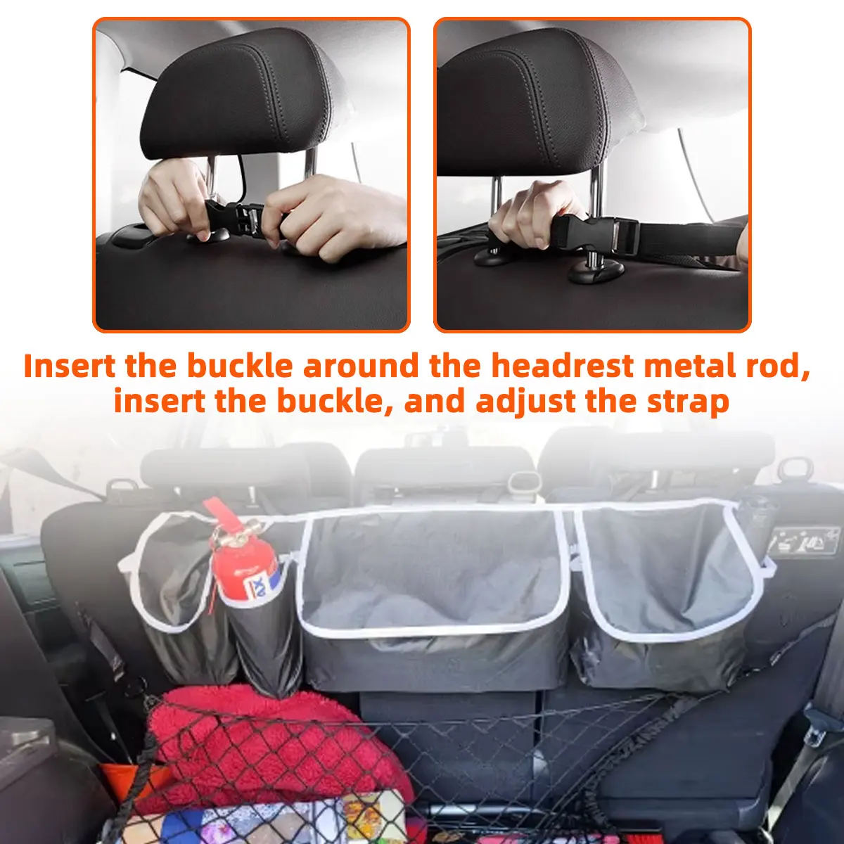 YONGRUN Auto-Rücksitz-Aufbewahrungstasche, Innenraum-Organizer, Mehrzweck-Tasche für Reisen, Spielzeug, Getränke, Werkzeuge und Zubehör – Detail 3