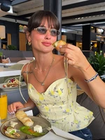 Top Corset Elegante y Chic, Top Corto sin Espalda, Nuevo Top de Verano 2026, Moda con Estampado Floral, Top Sexy para Fiesta Nocturna