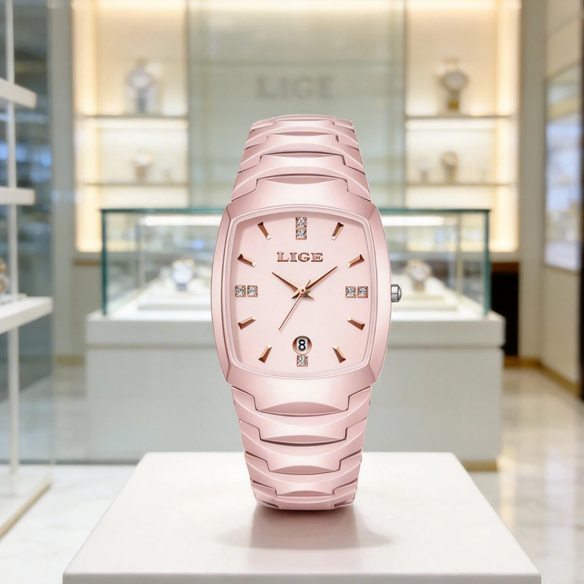 

LIGE Fashion Luxury Woman Watch Simple Elegant Stainless Steel Casual Quartz Watches for Women Calendar Ladies Romantic Gift New