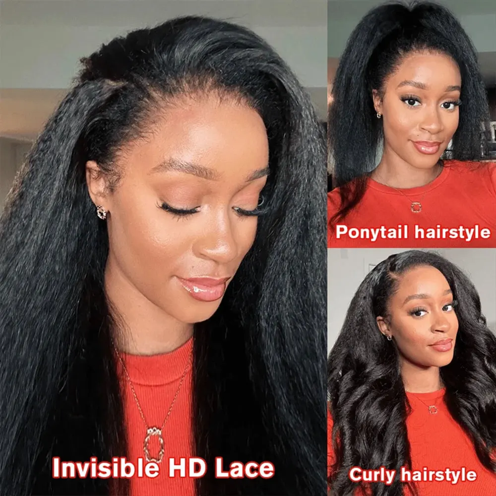 Yaki Straight 5x5 Guless Wig 13x4 HD Парики из натуральных волос на кружеве спереди Kinky Straight Human Hair Nature Edges Curly Human Hair Wigs