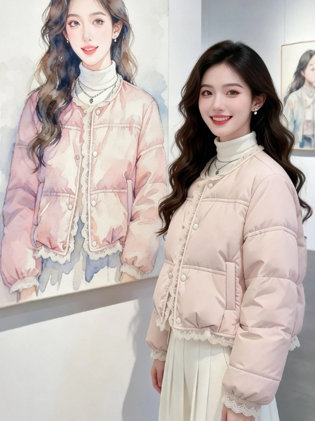 

Sli ort Thiened Warm Cotton Jaet Unique Faionable Korean Version Winter Outerwear for Small Figures