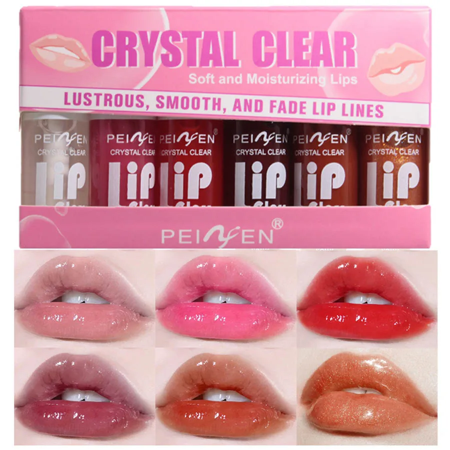 Set di 6 Lucidalabbra Idratanti Effetto Specchio, Trucco Labbra Idratante e Ricco di Colore, Rossetto Non Appiccicoso Effetto Acqua