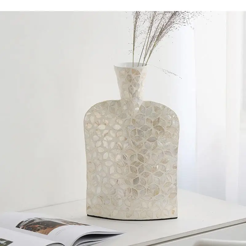 Painted Wood Vase Artificial Flowers Decorative Flower Arrangement Desk Decoration Colorful Inlay Floral Vases