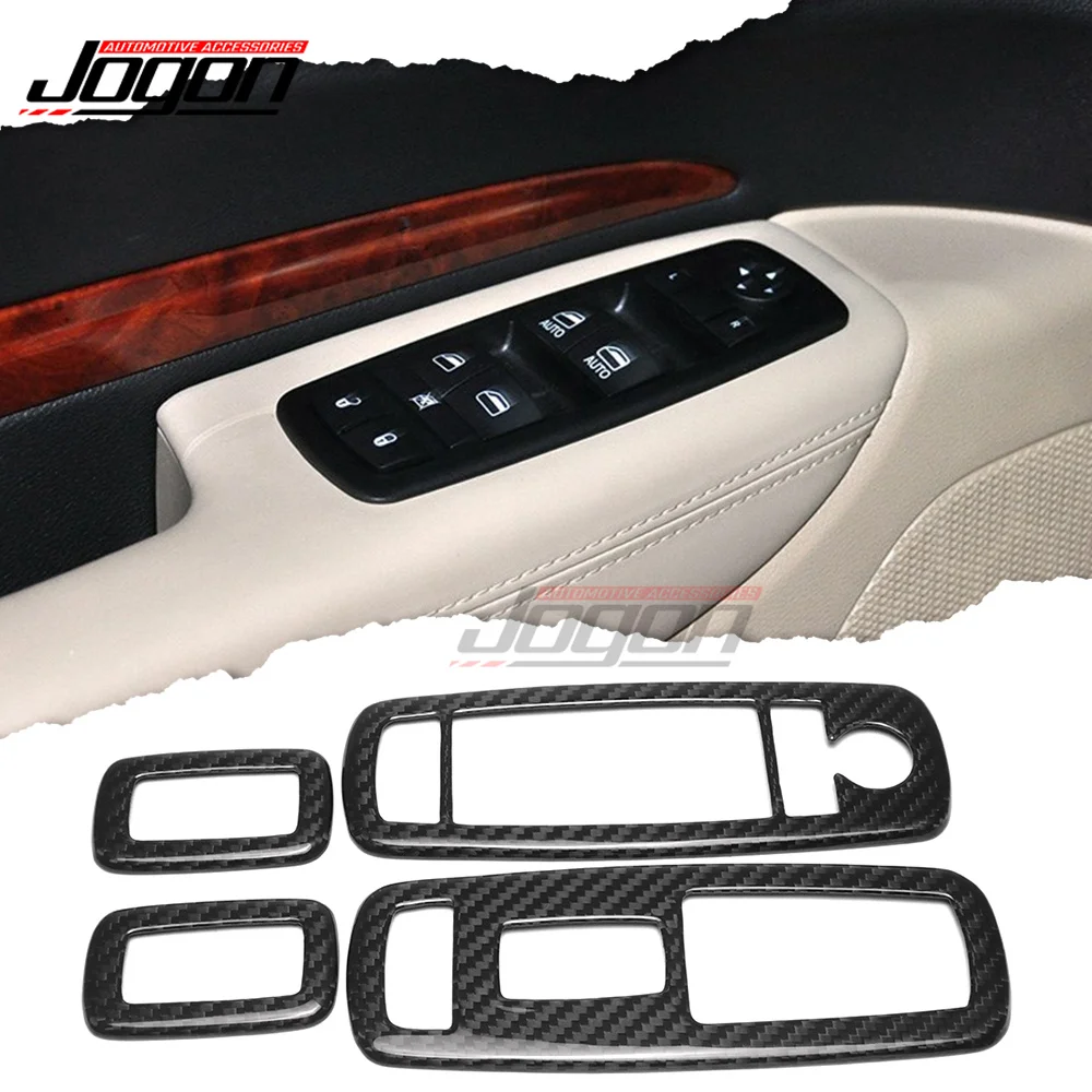 

4Pcs Carbon Fiber For Dodge Durango 2011-2023 Car Interior Center Console Door Window Lift Swtich Button Cover Trim Accessories