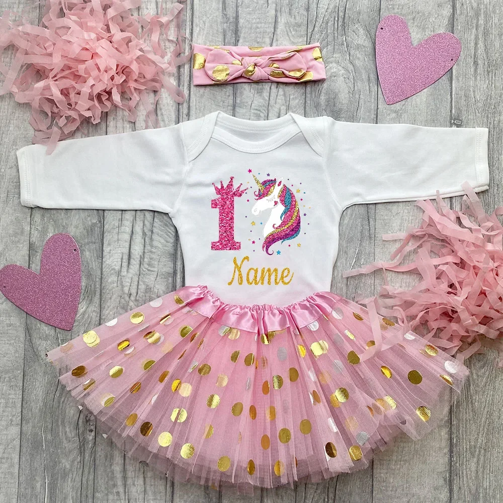 Personalized Baby Birthday Bodysuits Cake Dresses Custom Baby Girl Dress Infant Girls Sequin Tutu Skirts Clothes Birthday Gift