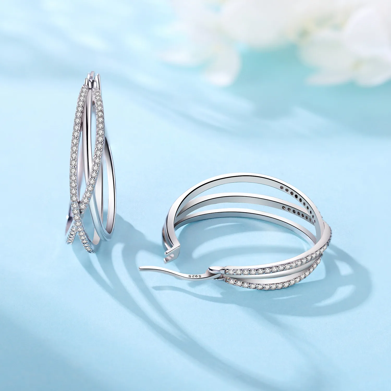 925 Sterling Silver Curve Weaving Large Circle Series Earring Jewelry Versatile Hoop Earrings For Women Jewelry Fine Gifts