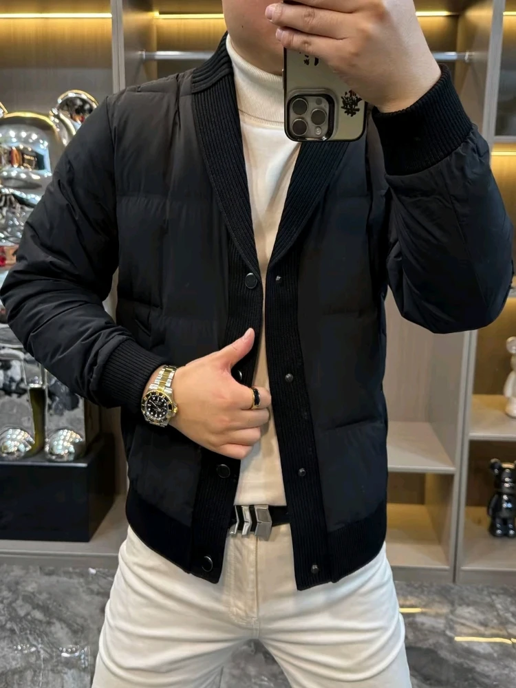 

Мужская новая зимняя куртка-пуховик с воротником-стойкой, роскошная, стильная, простая, большого размера, для осени и зимы