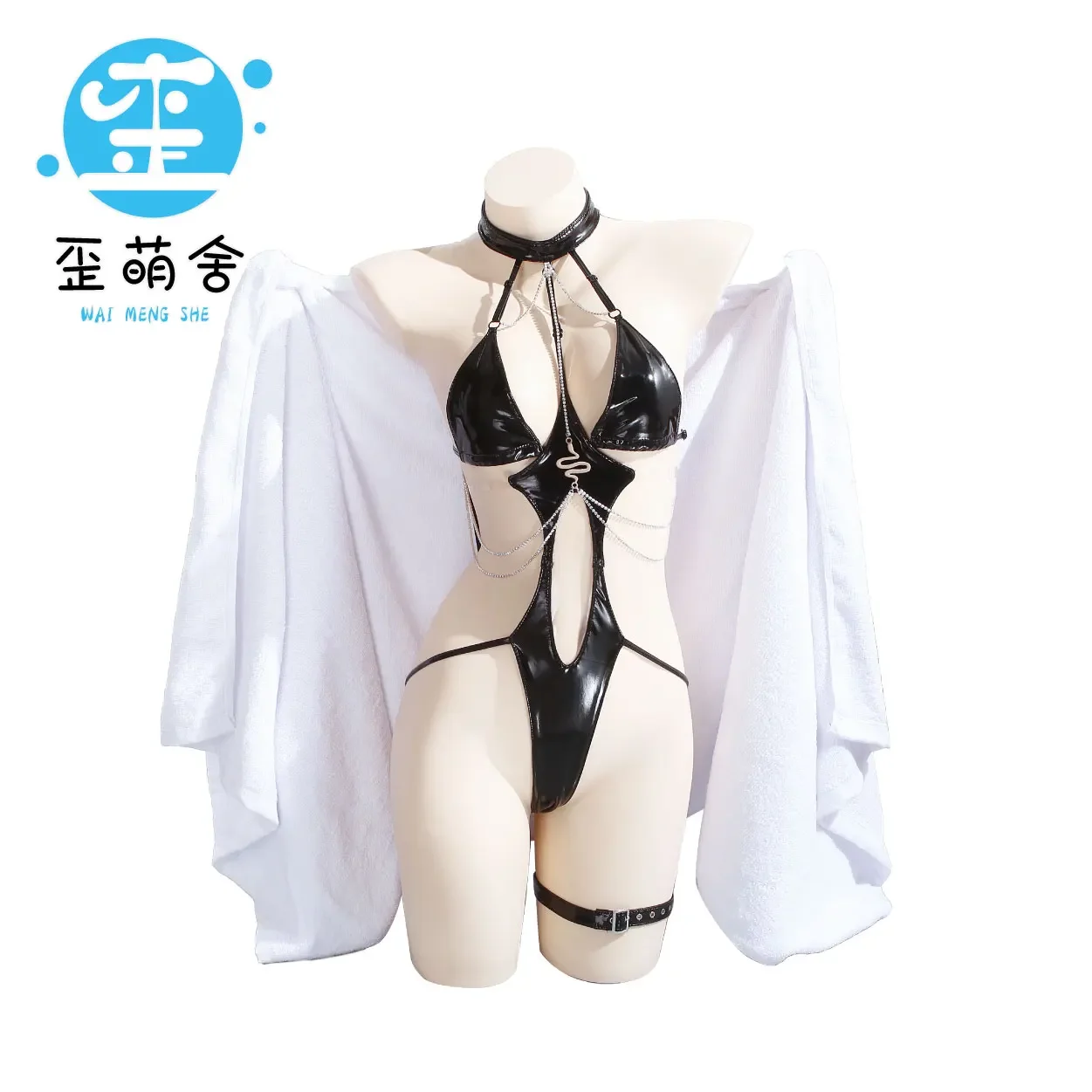 Game Azur Lane Devonshire Mogador Cosplay Swimsuit Changing for Tranquility Leather Bodysuit with Bath Towel