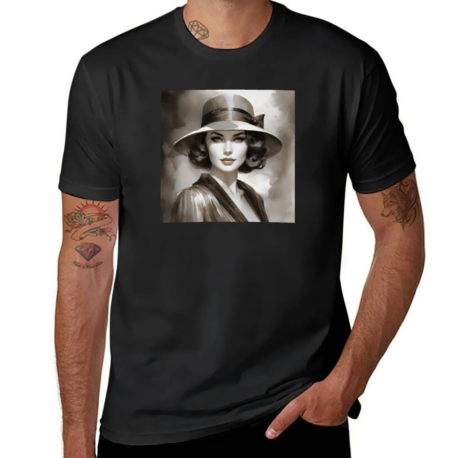 1930 Art Deco style woman 4 T-Shirt vintage clothes oversized summer tops funnys heavyweight t shirts for men