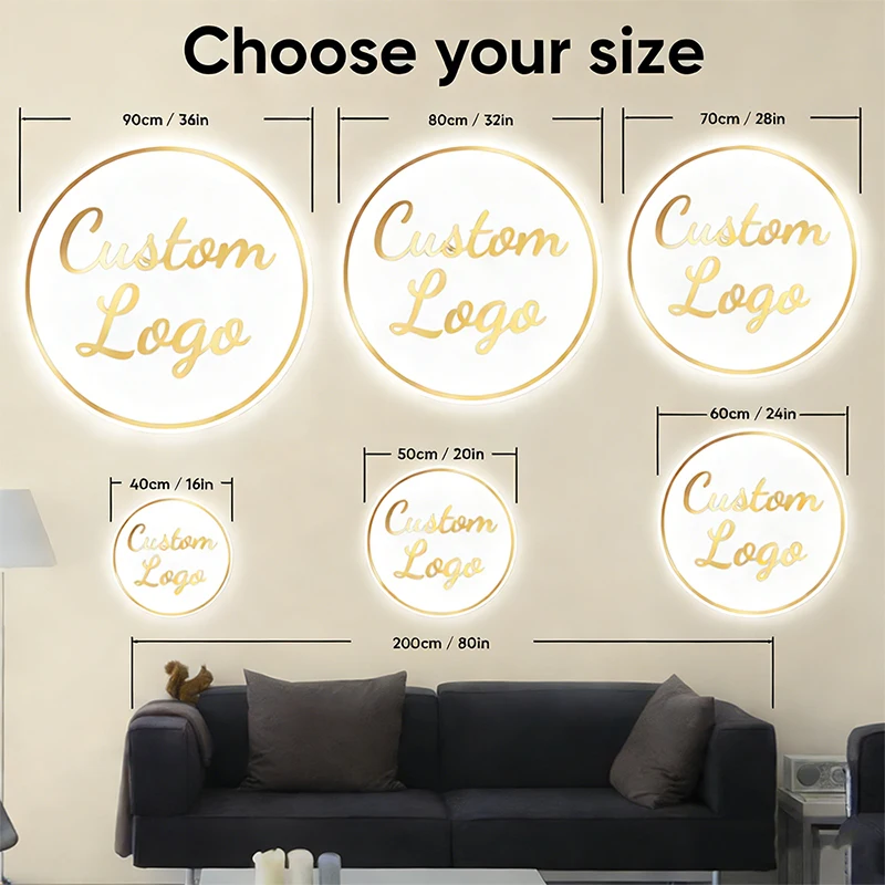Custom Logo Neon Signs Business Personalized Floating Acrylic Business Sign Metal Acrylic LED Backlit Illuminated Decor Signs