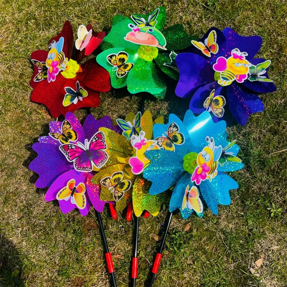 

Мультистиль мультфильм лепесток ветряная мельница блеск 3D бабочка танец ПВХ стоячий газон цветок красочный диаметр 24 см