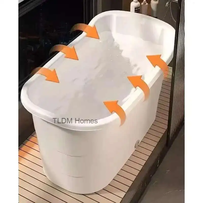 

Thickened Plastic Bathtub for Bathroom Creative Full Body Seatable Portable Bathtubs Japanese Simple Design Bathtubs for Hotels