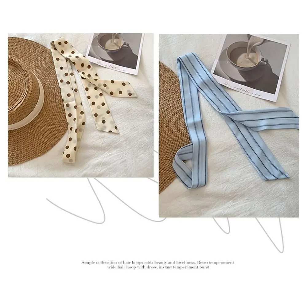 Модный корейский длинный шелковый шарф, тонкий и узкий универсальный ободок для волос, летний Y2k, длинный пояс с лентой, галстук для женщин