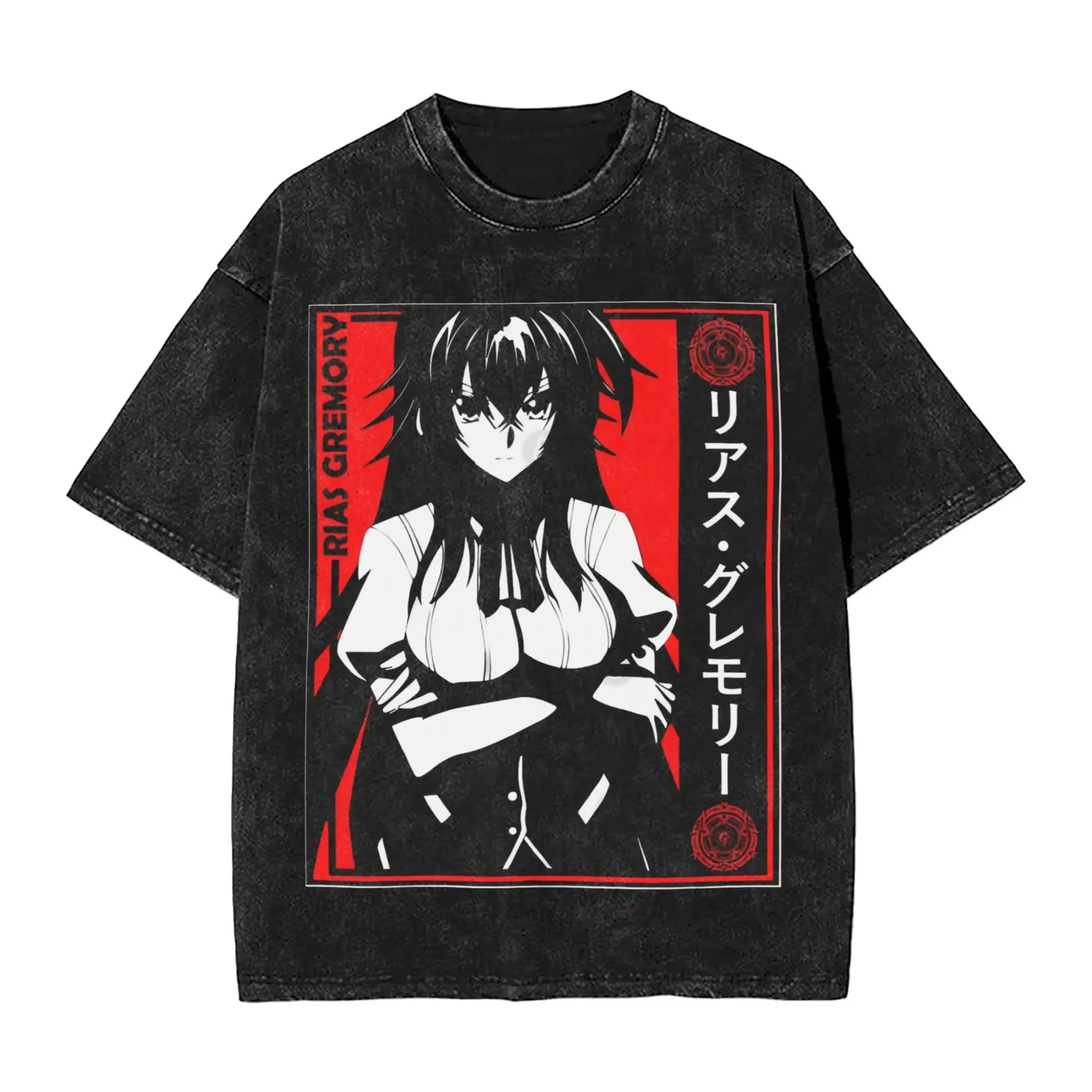 

High School DxD Rias Gremory Merch Vintage Wash Tee T-Shirts Women Men Fashion Streetwear Short Sleeve Top