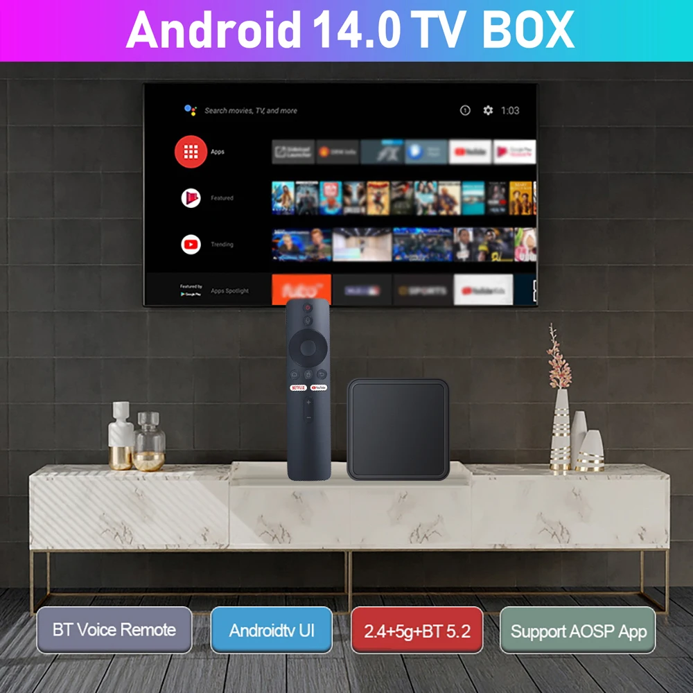 TV98 Pro Smart TV Box Android 14 UHD 8K Allwinner H313 Quad Core 2+8G/16G Dual Wifi Bluetooth Media Player Set Top Box