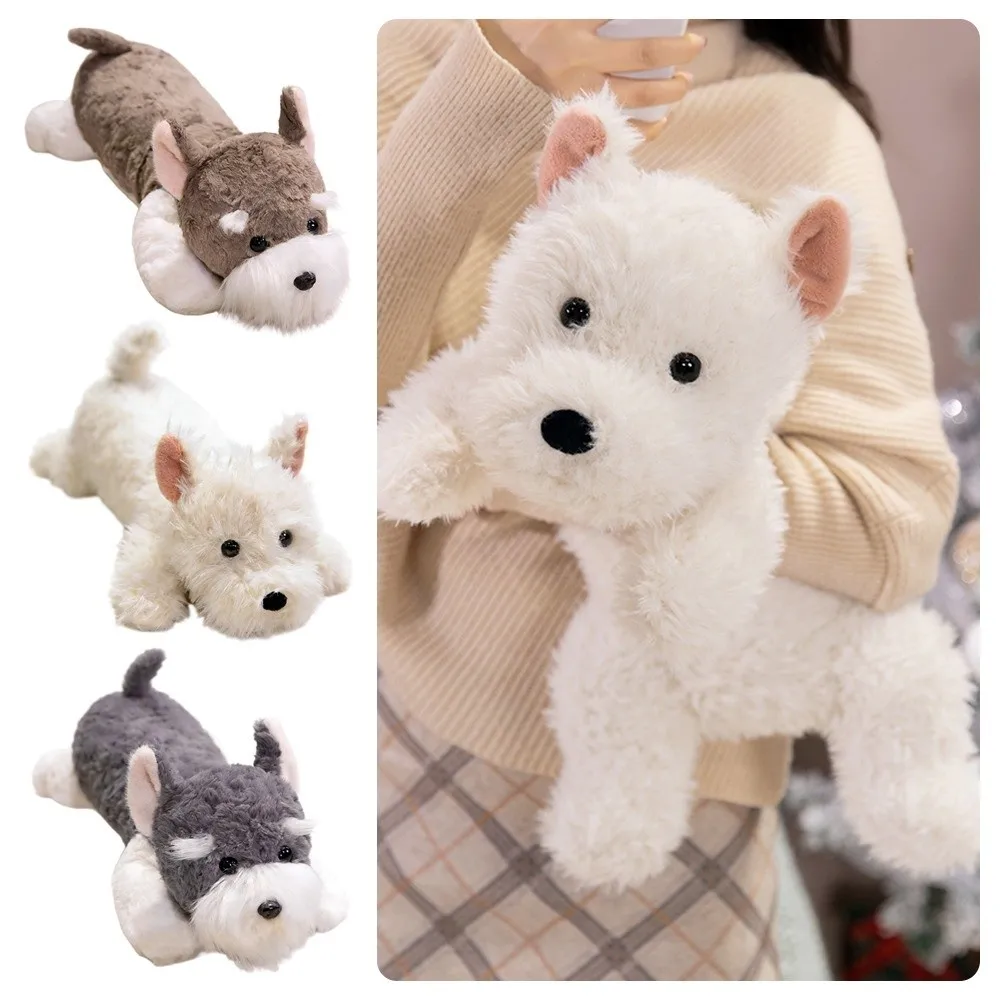 

Kawaii 45cm Schnauzer Fluffy Hair Lifelike West Highland Dog Soft Puppy Pet Lover Gift