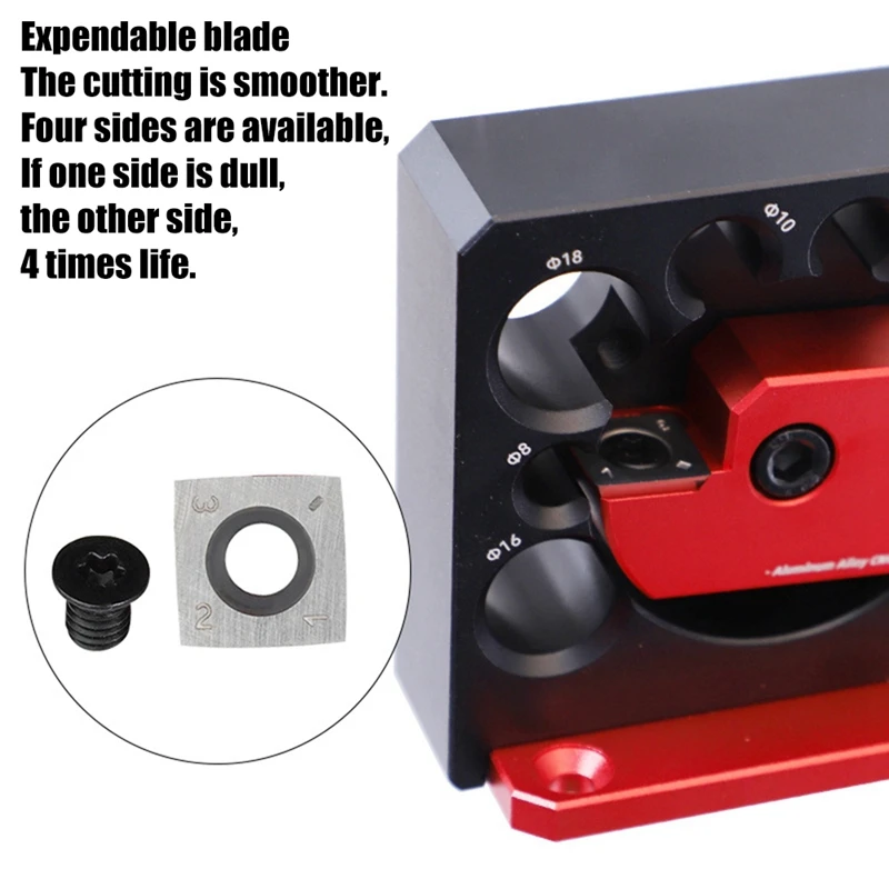 1Set Adjustable Dowel Maker Jig 8Mm-20Mm With Carbide Blades Woodworking Fixture Alloy Black&Red