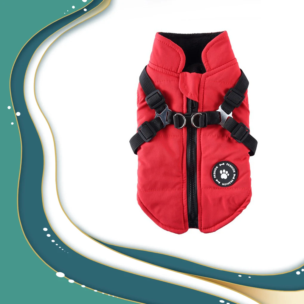 겨울 따뜻한 애완 동물 하네스 자켓 하이킹 코트 의상 양복 조끼 의류 폴리 에스터 백 후크 옷 작은 녹색 XS