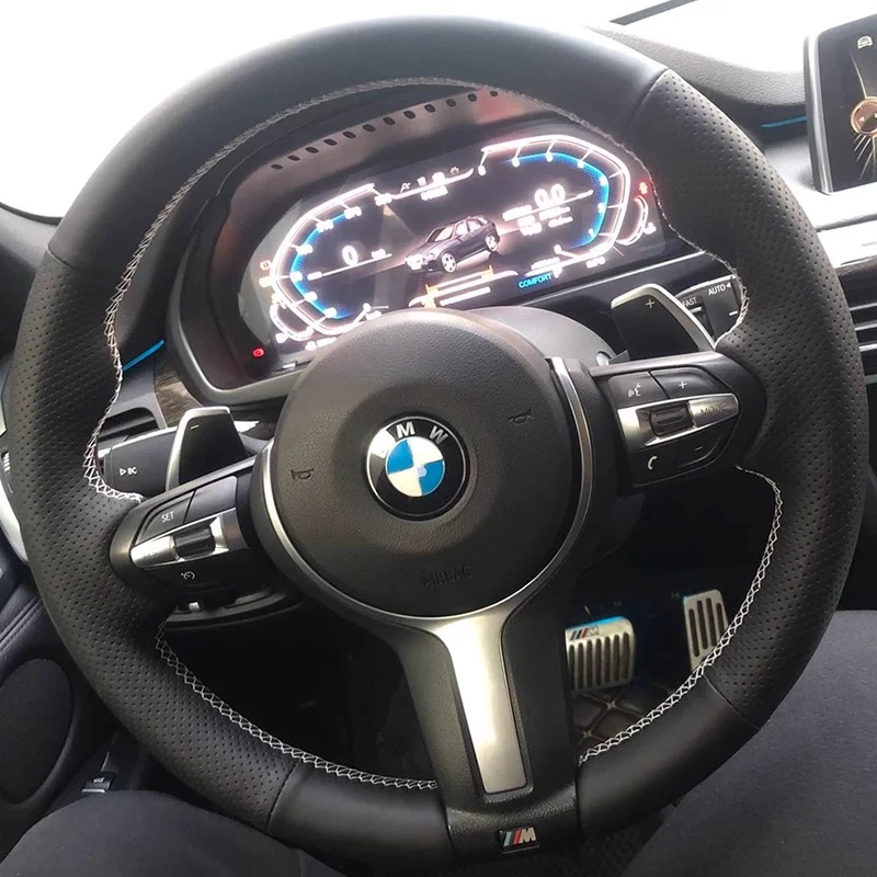 

For BMW M Sport F10 F12 F30 F32 F34 F45 F22 F39 F15 F16 F25 F26 Hand-stitched genuine Leather car Steering Wheel Cover