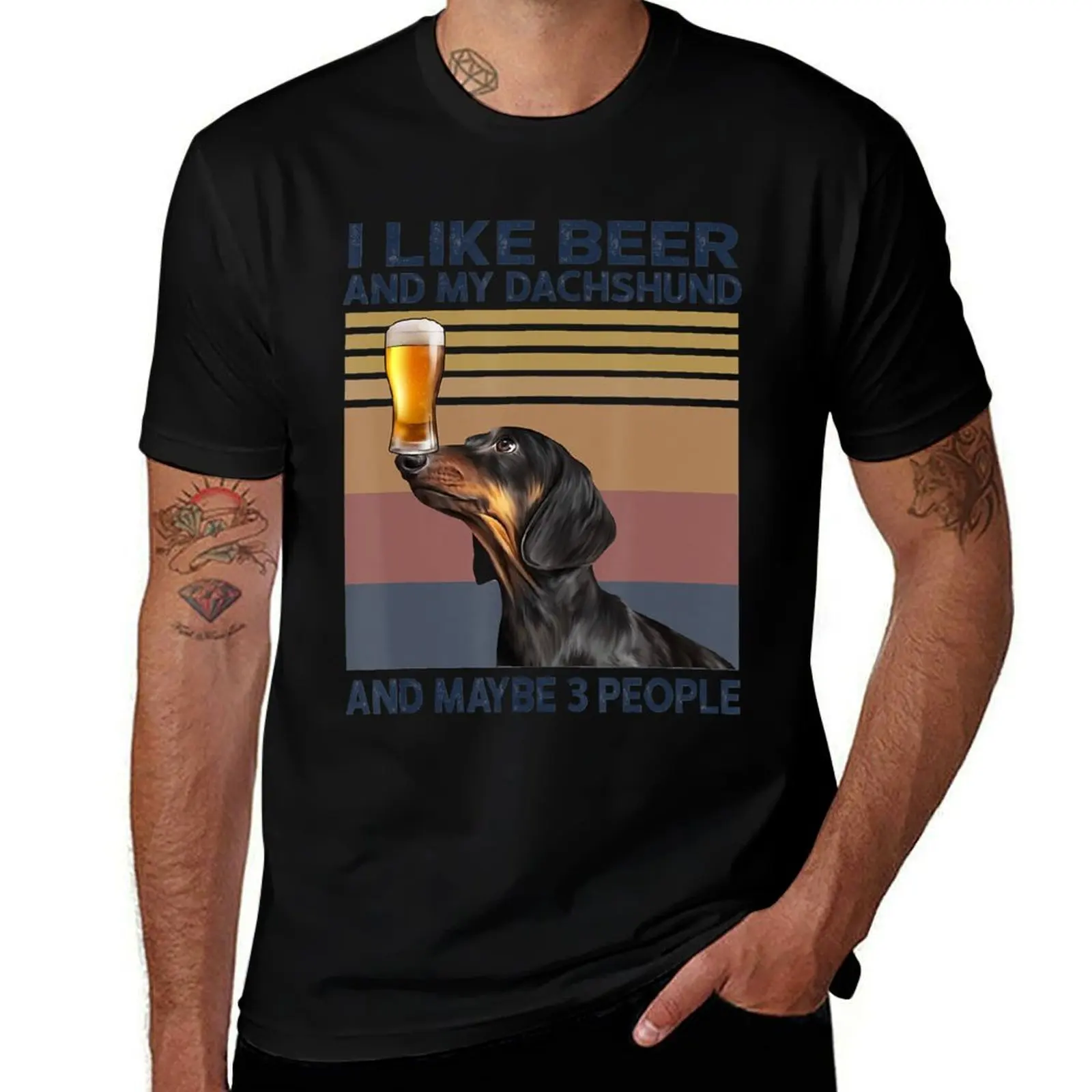 Camiseta con estampado de "I Like Beer My Dachshund & Maybe 3 People Dog Lover Gifts", camiseta de algodón básico de tacto suave