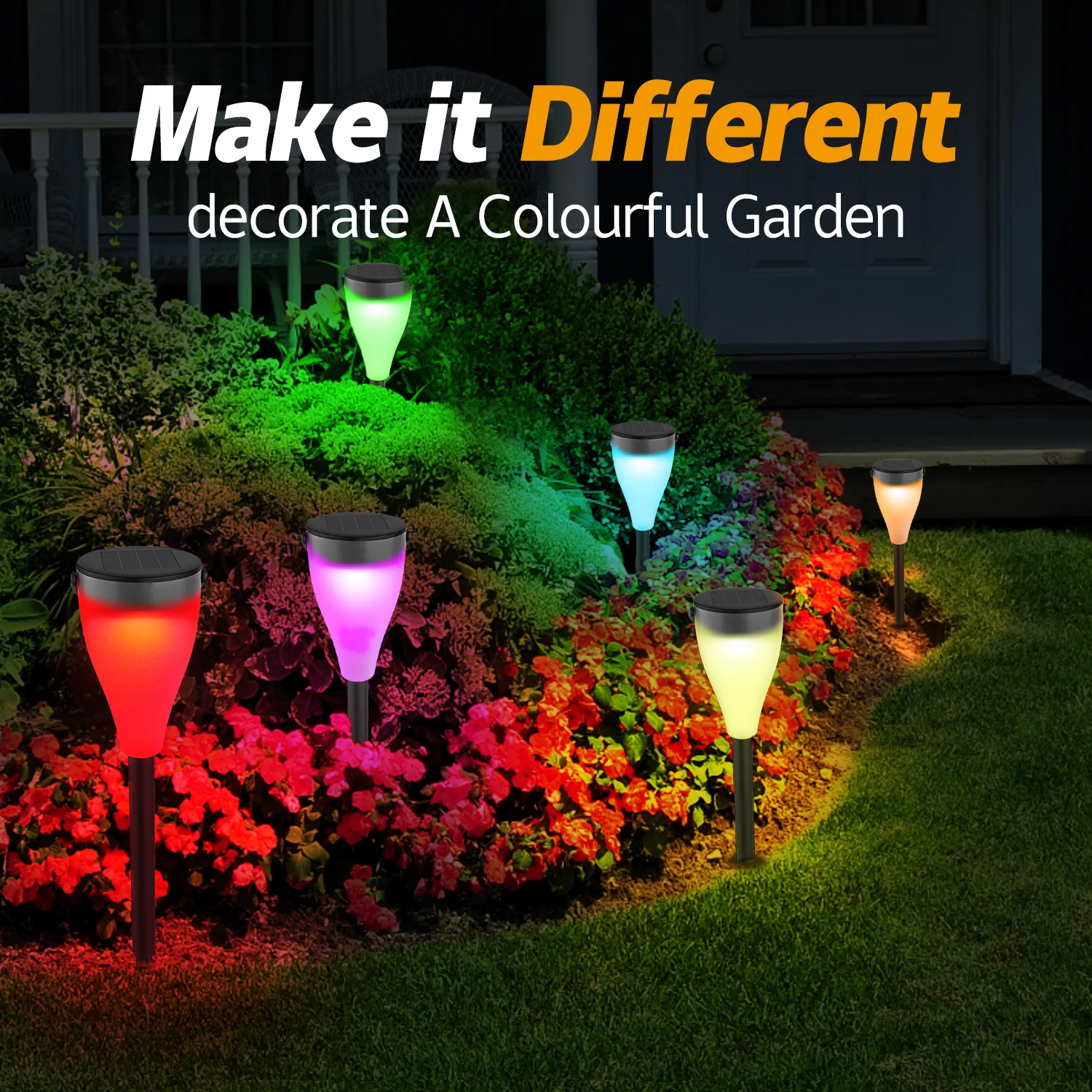 6 PCS Colorful Solar Lights Outdoor IP65 Waterproof Garden Lights Beautiful Decoration for Lawn Yard Path Landscape