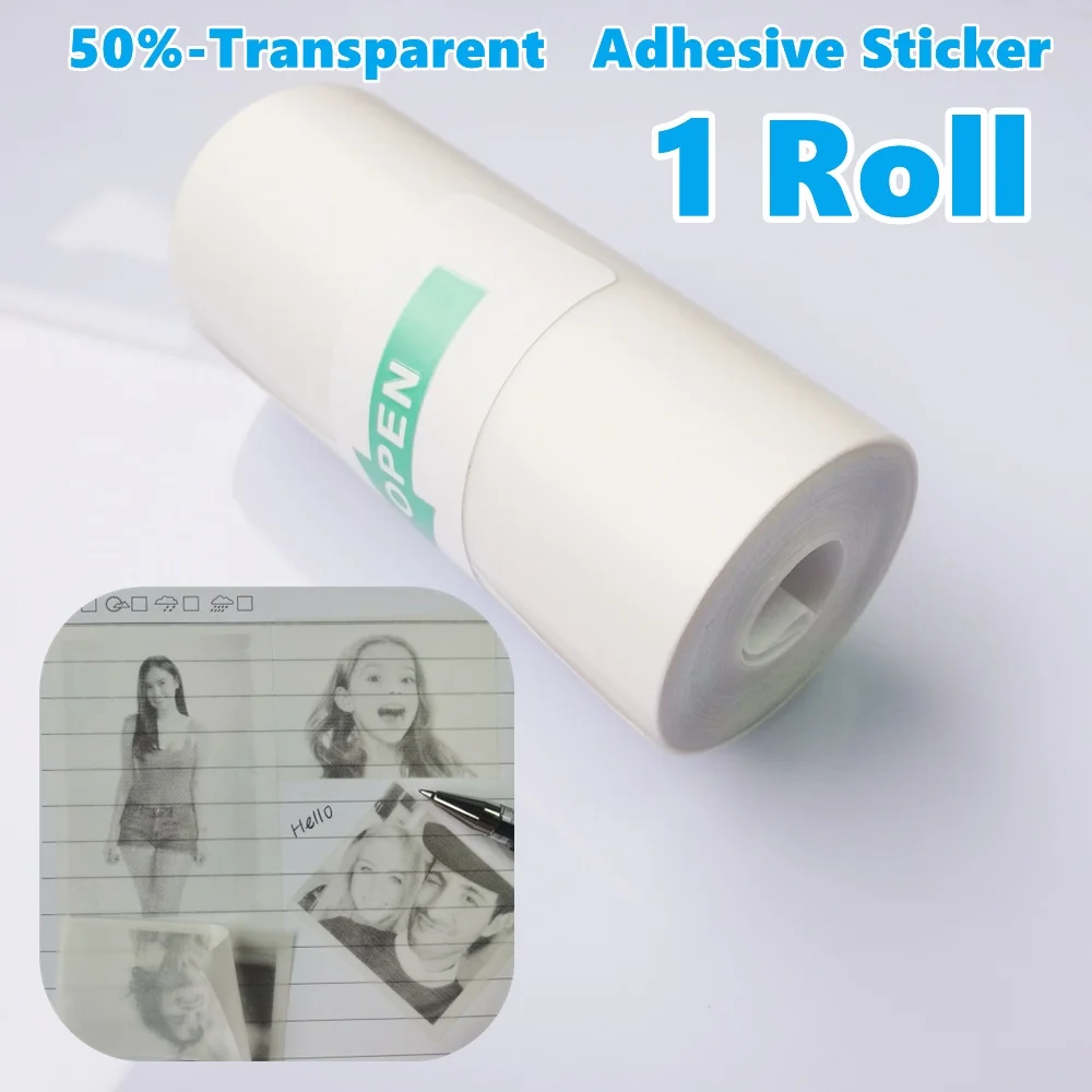 1Rolls Transparent Photo Paper Thermal Print Instant HD Mini Portable Printer Self-Adhesive Paper