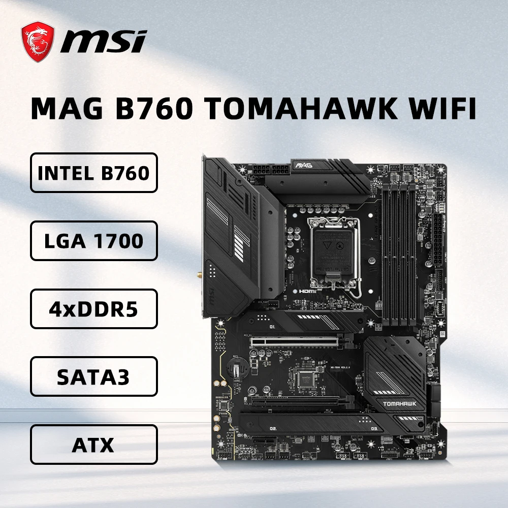 

MSI MAG B760 TOMAHAWK WIFI Motherboard Support 14900KF 13900K 12900K 12600K 12400F 12100F CPU 4xDDR5 256GB HDMI M.2 NVME ATX