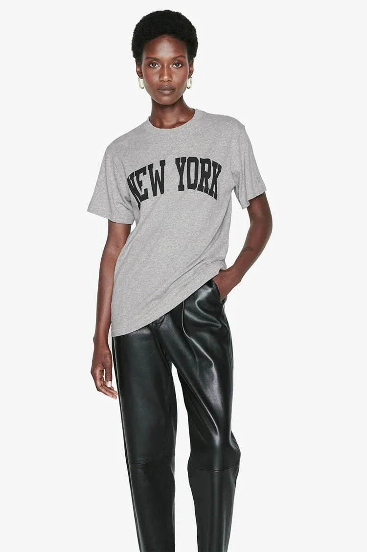 Été nouveau nord-américain Niche AB classique lettre impression manches Lbroidery coton femmes à manches courtes T-shirt