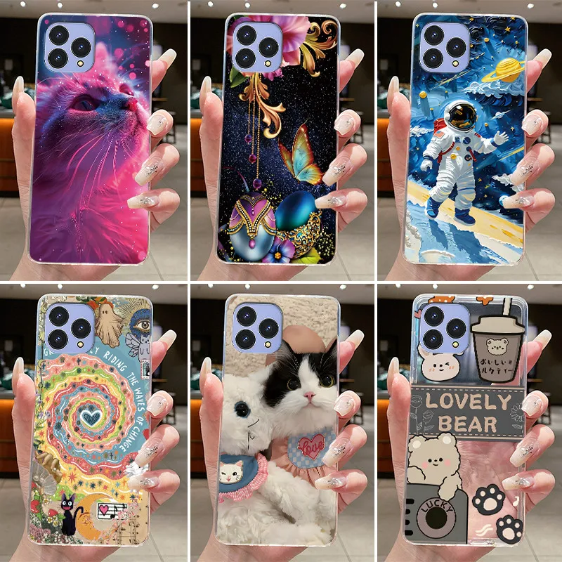 Casing For Cubot P80 Case Aesthetic Fashion Cute Cat Astronaut Transparent Soft TPU Phone Case For CubotP80 Silicone Cover Shell