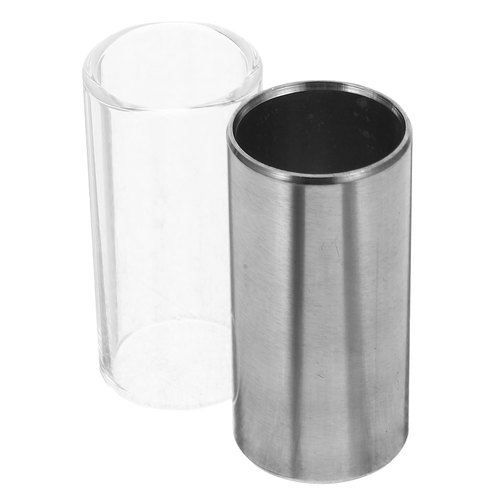 

2pcs 51Mm Glass Stainless Steel Guitar Slide Medium Bottleneck For Bass Transparent Silver Durable Professional Use Clear Sound