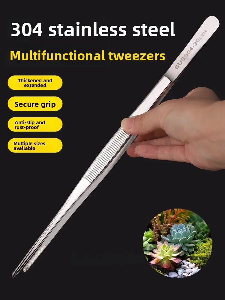 

Thiened Extended 304 Stainl Steel Tweezers with Anti-slip Handle Bendable Head for Home Sewing DIY Crts And Plant Care
