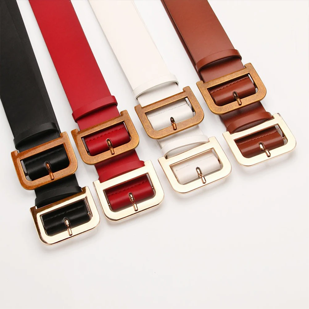 

1pc Gold D-shaped D-Shaped Buckle Belt Women Fashionable Wide Waistband Dress Pants Accessories Belt