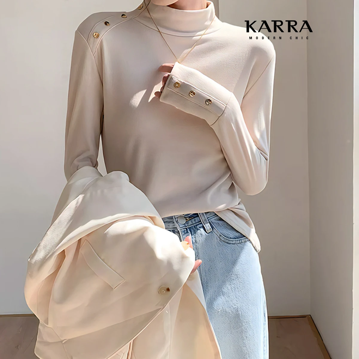 KARRA Replections Button T-Shirt _ KB4STS005C