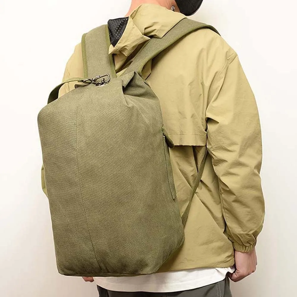 

Solid Color Vintage Canvas Rucksack Folding Handbag Multi-pockets Design Backpack Daypack Multi-purpose