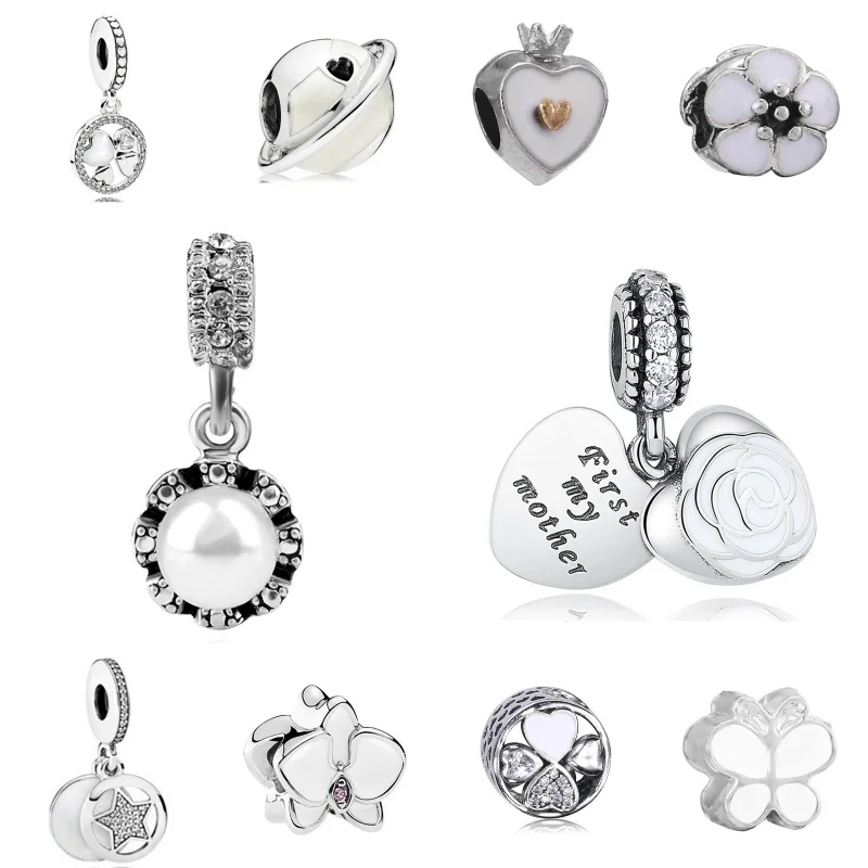 Cuentas chapadas en plata para mujer, abalorios de moda para pulsera, cadena colgante para Pandora, accesorios de bricolaje, joyería, regalo de cumpleaños, 925