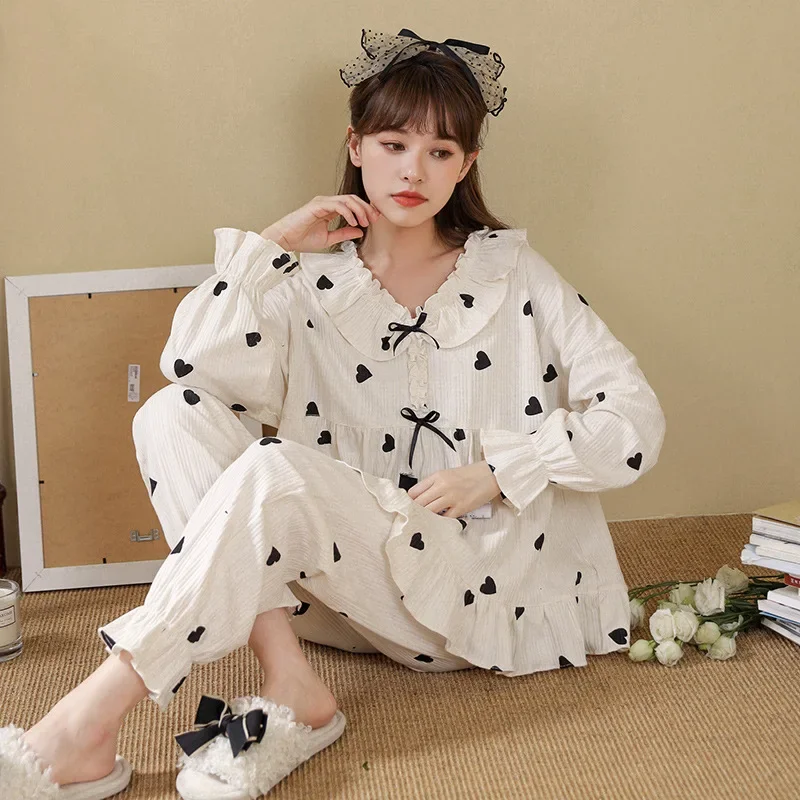 

Long Sleeve Pajamas Sets For Women Autumn Satin Sleepwear Pyjamas Nightwear Set Young Girl Pijama Set femme homewear