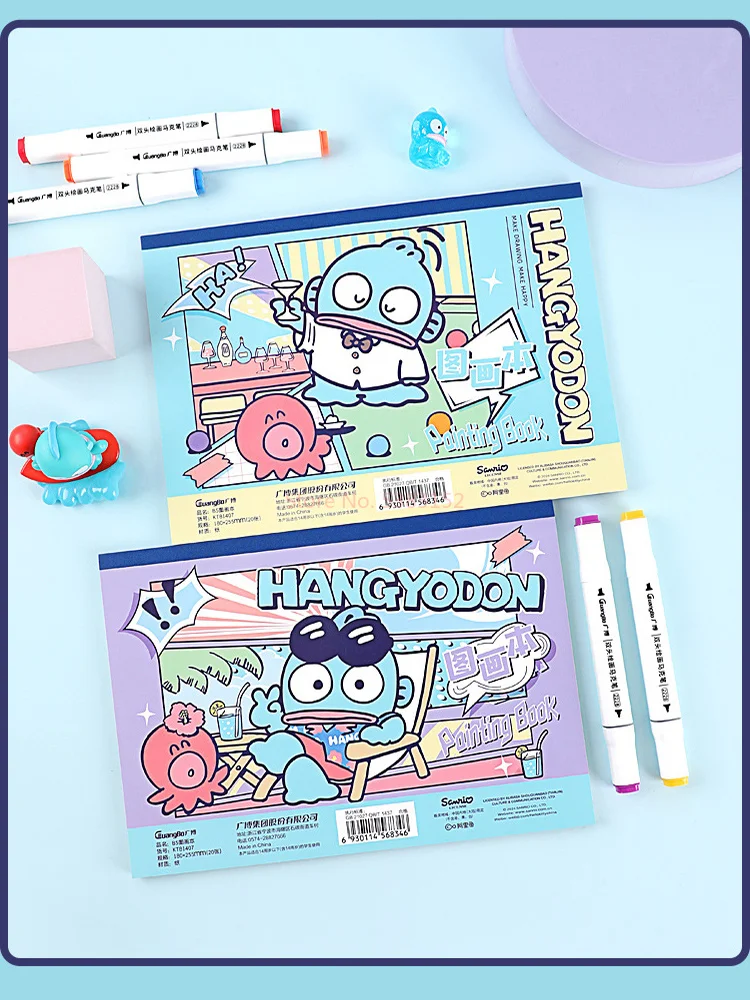 2pcs Sanrio Stationery Mermaid Hanton B5 Picture Book Elementary School A4 Blank Book Ugly Fish Coloring Book Gift