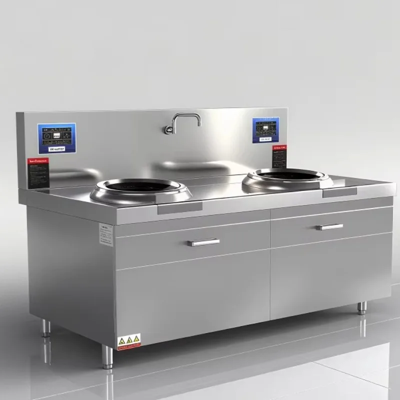 

High power 30KW induction cooker concave double head electric cooker stainless steel large boiler for hotel restaurant