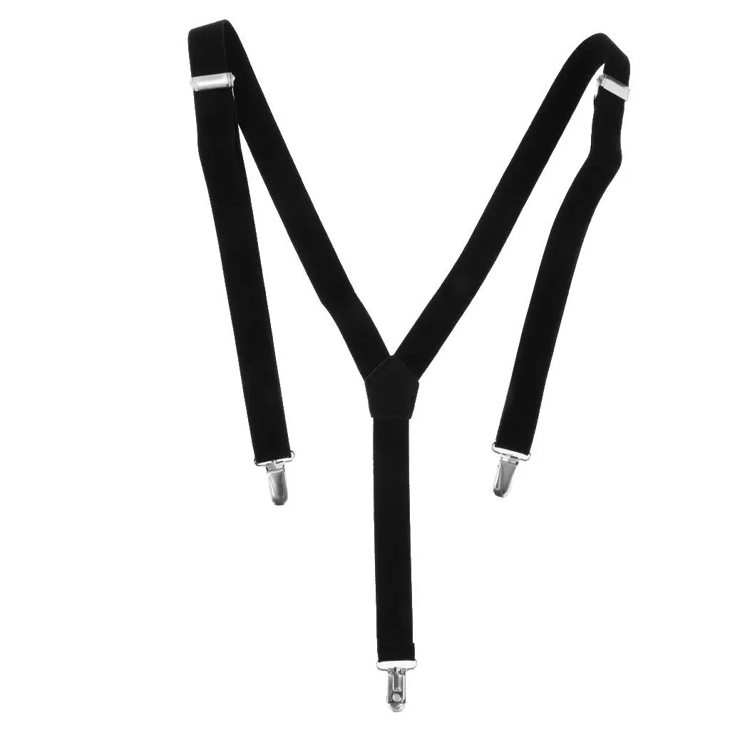 Men Trouser Elastic Adjustable Suspender Y Shape with Metal Clips