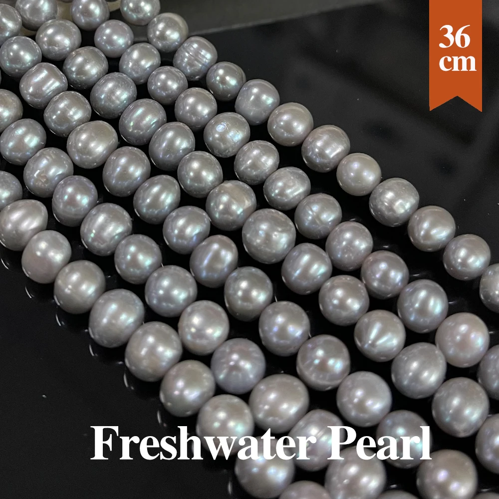 

Punched Natural Freshwater Black Pearl Bead 7-8mm Round Pearl Loose Spcaer Beaded for Making DIY Jewerly Neklace Bracelet 36cm