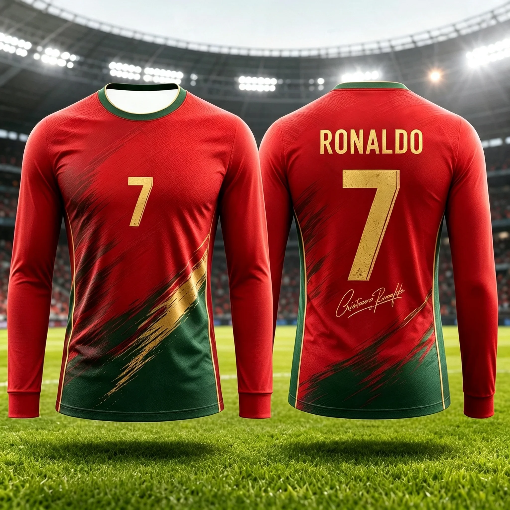 Unisex Quick Dry Long Sleeve T Shirt Men Women Ronaldo No.7 Portrait 3D Print Tee Breathable Football Sports Athletic Tops