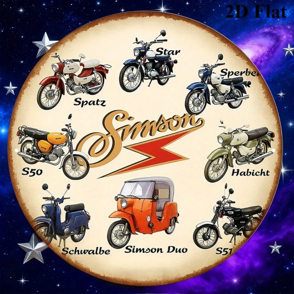 Panneau métallique décoratif rétro, lié aux « motos Simson », plaque ronde en bois, idéal pour décorer les bars, les garages