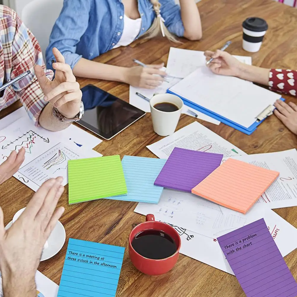لوحة ملاحظات لاصقة مبطنة ، عصا ذاتية الالتصاق فائقة القوة ، طلاب صغيرون ، مذكرة محكومة ، ألوان زاهية ، 45 ورقة ، 10 × 15 ، 8