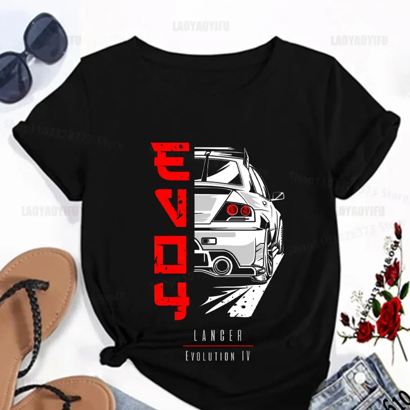 Lancer Evo 4 Cotton  Printing Shirt Harajuku Casual T-Shirt Street Fashion Short Sleeve Clothing Streetwear Men's Hip Hop